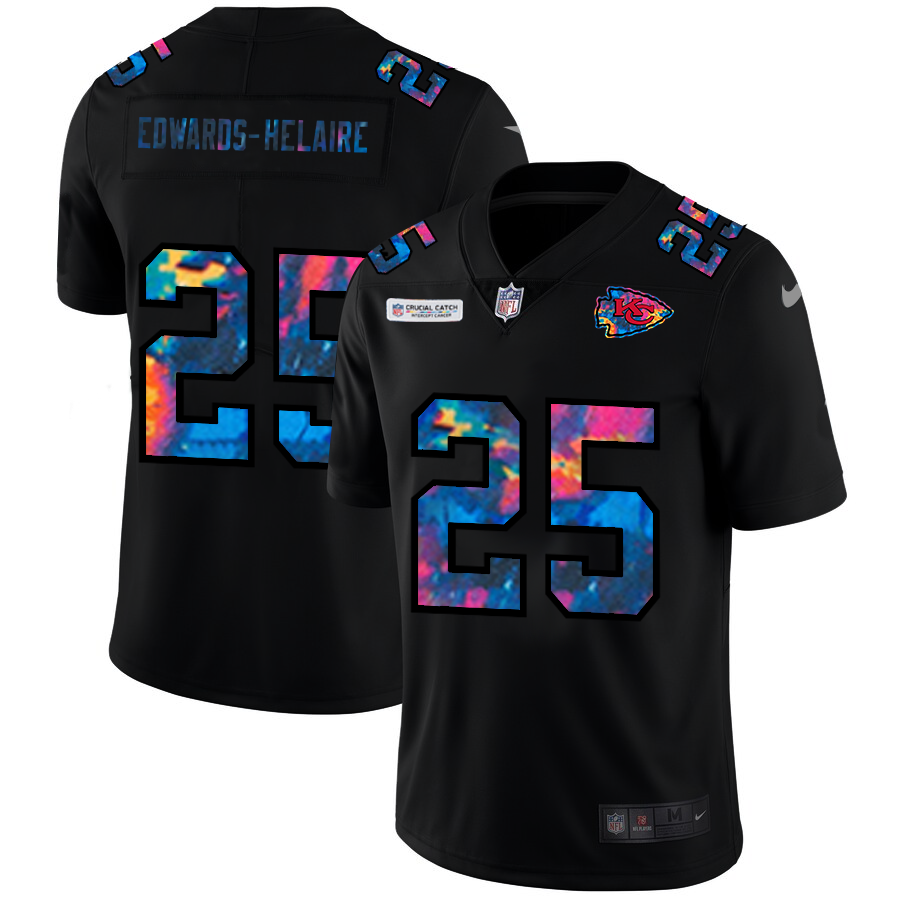 NFL Kansas City Chiefs #25 Clyde EdwardsHelaire Men Nike MultiColor Black 2020  Crucial Catch Vapor Untouchable Limited Jersey